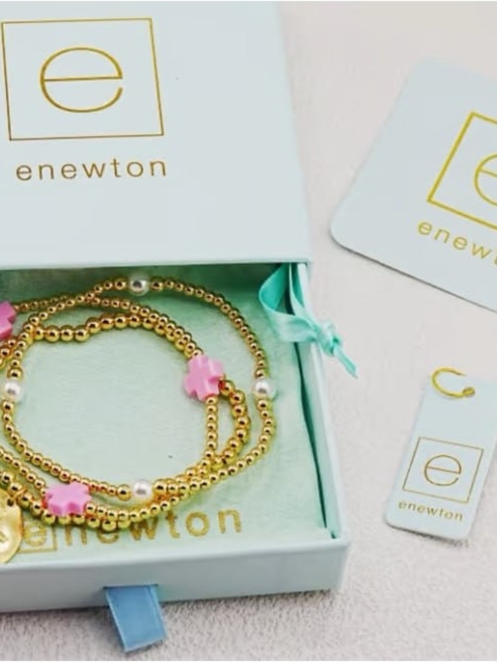 Enewton Gold Beaded Wrap Bracelet with Pink Cross Accents - Picture 2 of 4